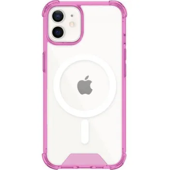 Transparentní kryt s barevným rámečkem a MagSafe pro iPhone 11 - růžový