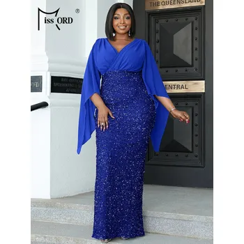 Dámské šaty Maxi společenské šaty LissCord lC1174 Barva: Modrá, Velikost: XL