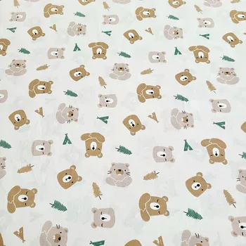 BYTEMA Bavlněná látka MEDVĚD A BOBR šíře 150 cm