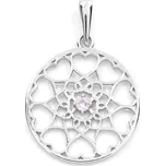 Stříbrný přívěsek mandala s růžovým zirkonem Mosselyn