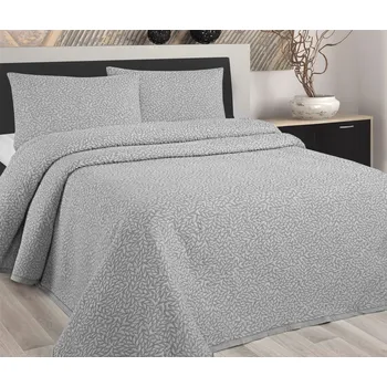 Povlečení Přehoz na postel, Leaf, šedý