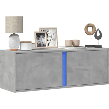 Televizní stolek vidaXL Nástěnná TV skříňka s LED osvětlením 100 x 31 x 35 cm [852268] Barva: Betonová šedá