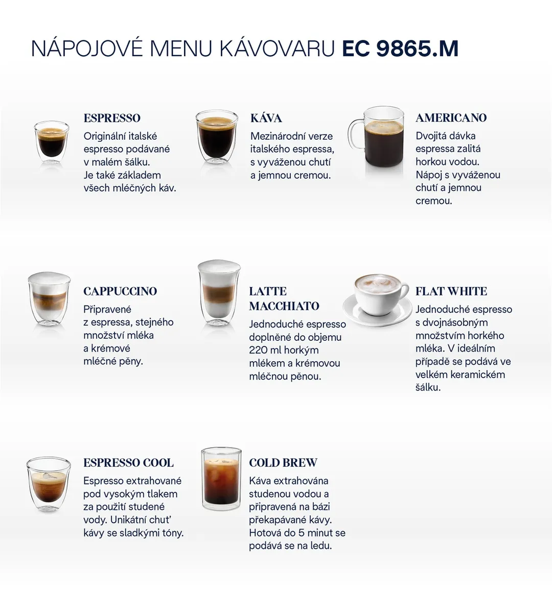 De'Longhi La Specialista Maestro – nápojové menu