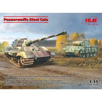 Plastikový model 1:35 Panzerwaffe Steel Cats (Panther Ausf.D & King Tiger Ausf.B)