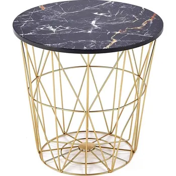 Konferenční stolek Konferenční stolek HARISSA 41x42 cm zlatá/černý dekor mramoru