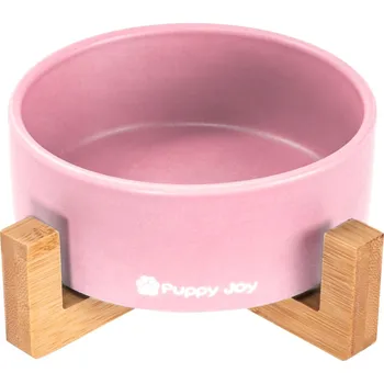 Keramická miska na bambusovém stojanu pro psy a kočky CATI růžová