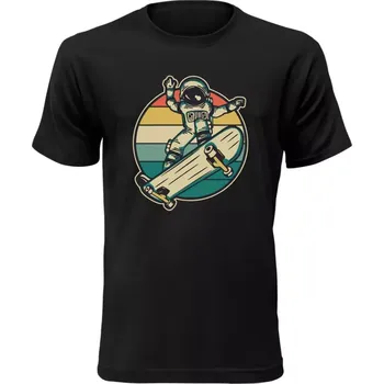 Pánské tričko Pánské retro tričko s potiskem kosmonauta černé