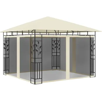 Zahradní altán vidaXL Marketos Altán s moskytiérou 3 x 3 x 2,73 m krémový 180 g/m²