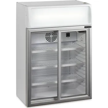 TEFCOLD FSC 100 – Chladicí vitrína, 2-posuvné dveře, s reklamním panelem, 60 l, bílá