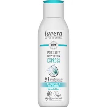Tělové mléko Lavera Basis-Sensitiv Pece-o-teloOrganické aloe vera a organický jojobový olejRychle pusobící telové mléko 250 ml (732,00 Kč / 1 l)