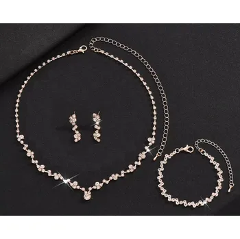 Souprava šperků B-TOP Růžově pozlacená 3-dílná souprava s krystaly Drahokam