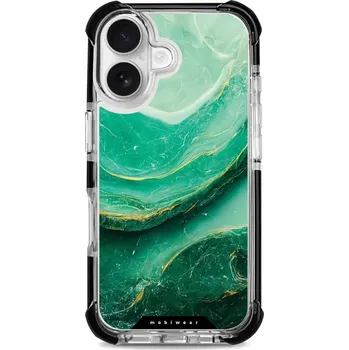 Pouzdro na mobilní telefon Odolný obal Mobiwear MagSafe Elite Bumper - Apple iPhone 16 - D017D Zelený mramor (Odolný kryt, pouzdro, obal Mobiwear Elite Bumper na mobil Apple iPhone 16 - D017D Zelený mramor, materiál Plast + TPU silikon + kov - zesílená ochrana telefonu, podpora)