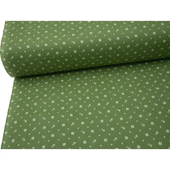 Mirtex Plátno HERA 120/214058-1-6 Květy zelené Renforce šíře 145cm