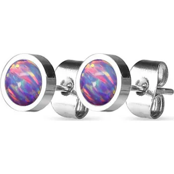 Náušnice NUBIS® Ocelové náušnice s opály 8 mm - NBP71-OP38