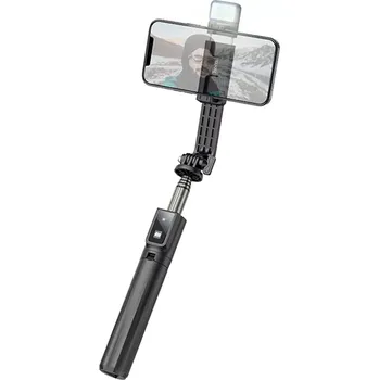 Selfie tyč Selfie tyč Tripod Hoco (K15), BT 4.0, 1/4 šroubové rozhraní, dálkový ovladač Bluetooth, lehký, 80 cm – černý