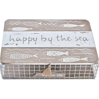 Vánoční dekorace Ozdobná krabice DKD Home Decor Kov Dřevo Bílá (24 x 16 x 6 cm)