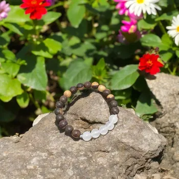 Náramek art-wood.cz Náramek mahagonové dřevo a růženín