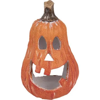Oranžová keramická dekorace dýně Halloween - 11*10*18 cm