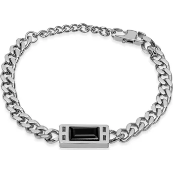 Náramek Troli Stylový ocelový náramek s černým krystalem VESB0627S-A-PET + 2 měsíce na vrácení zboží
