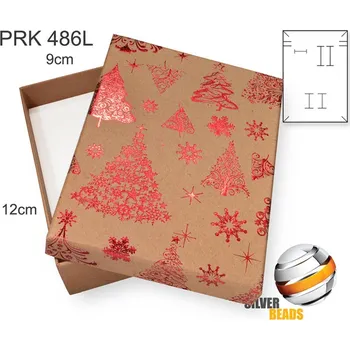 Dárková krabička Krabička na šperky. Materiál papír . Ozn. PRK 486L. Velikost 9x12cm. Barva Přírodní a červený vánoční motiv