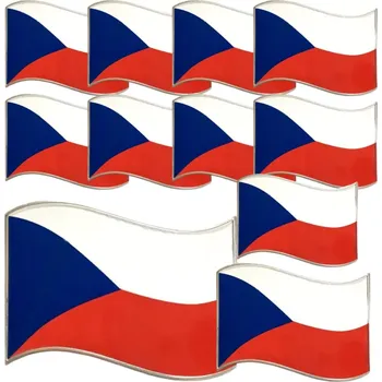 samolepka Sada 10ks samolepka 3D Česká Republika vlajka, barva chrom/modrá/červená - vhodná na auto, motorku, na nábytek, na sešit (UŠETŘÍTE! Výhodné balení samolepek)