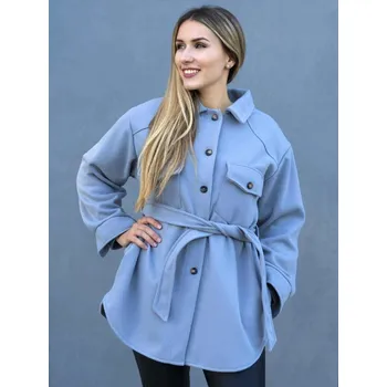 Dámská vesta BudesIN Šedý košilový kabát Lara s opaskem