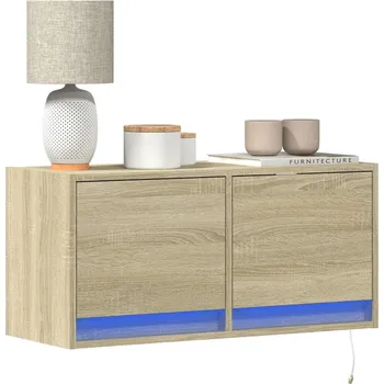 Obývací pokoj vidaXL Nástěnná TV skříňka s LED osvětlením 80 x 31 x 35 cm [852357] Barva: dub sonoma