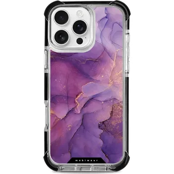 Pouzdro na mobilní telefon Odolný obal Mobiwear MagSafe Elite Bumper - Apple iPhone 16 Pro Max - D020D Fialový mramor (Odolný kryt, pouzdro, obal Mobiwear Elite Bumper na mobil Apple iPhone 16 Pro Max - D020D Fialový mramor, materiál Plast + TPU silikon + kov - zesílená ochrana)
