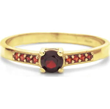 Prsten Stříbrný prsten s českým granátem Delloa - 49, Zlacení