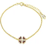 Stříbrný náramek čtyřlístek český granát Cyntie - Zlacení
