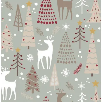 Vánoční dekorace Vánoční les se srnečkem - šedá Materiál: Nepromokavá tkanina