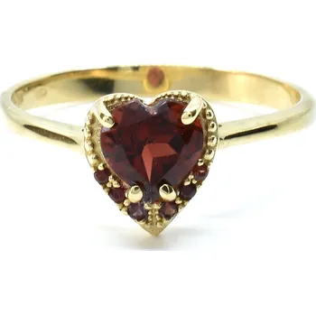 Prsten Zlatý prsten srdíčko s almandinem a granátem Rosemary - 65, Zlato Au 585/1000
