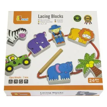 Dřevěná hračka Dřevěné navlékání - safari