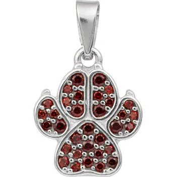 Přívěsek Stříbrný přívěsek tlapka, packa - český granát Pawie - Rhodiování