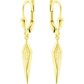 Náušnice GEMMAX Elegantní zlaté visací náušnice s diamantovým brusem – zlatý šperk ryzosti 585/1000 v Dárkovém balení s Certifikátem GLEYN-02552