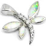 Stříbrný přívěsek vážka s opálem Zamira - Bílá