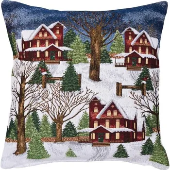 Polštář SCANquilt povlak MOTIV domky červenobílá 45 x 45 cm