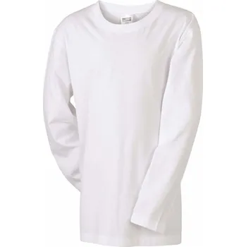 Chlapecké tričko James & Nicholson Dětské tričko s dlouhými rukávy Bílá S