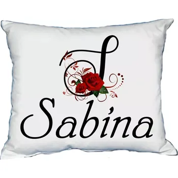 Dekorativní polštářek Polštář s dámským jménem SABINA Červený (polštářek dámské jméno )