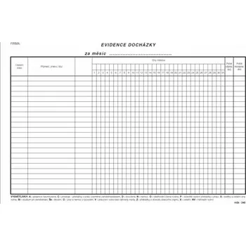 Tiskopis mSk 246 evidence docházky A4 100 listů
