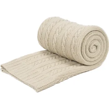 deka Wooline Pletená deka Olivia, pískově hnědá, 100% Australské Merino hebká, gramáž 550g/m2