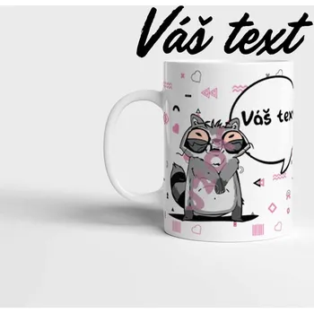 Hrnek s vaším textem na Valentýna (Mýval) - Žlutá