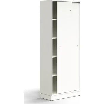 Policová skříň Skříň s posuvnými dveřmi QBUS, 4 police, sokl, úchytky, 2020x800x400 mm, bílá