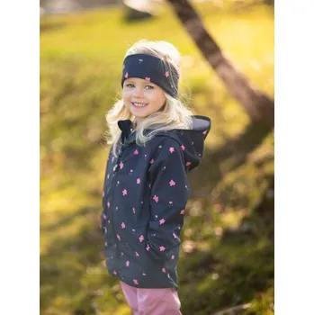 Unuo, Dětská softshellová bunda s fleecem Basic, Černá, Květiny - 104/110