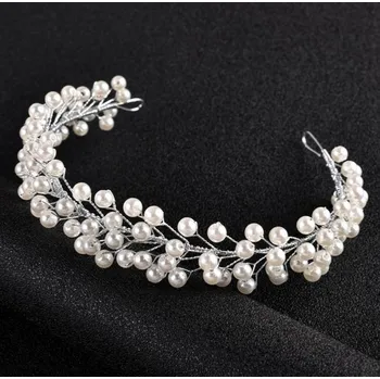Ozdoba do vlasů Korunka (čelenka) Maja s perličkami 28 cm