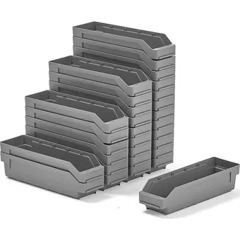 Skříňka na nářadí Skladová nádoba REACH, 400x120x95 mm, bal. 30 ks, šedá