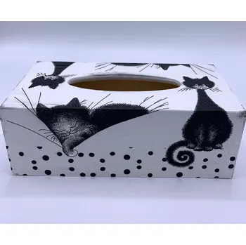 Dárková krabička Krabička na kapesníky s kočkami na puntíku RETRO (Kapesníkovník s kočkou)