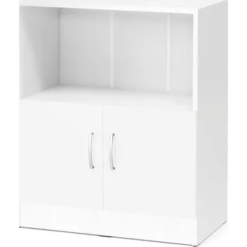 Policová skříň Kancelářská skříň FLEXUS, 925x760x415 mm, dveře + 1 otevřená police, bílá