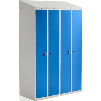 Šatní skříň Šatní skříňka CLASSIC COMBO, 2 sekce, 1900x1200x500 mm, šedá/modré dveře