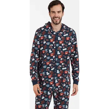 Dámské noční prádlo Italian Fashion Rojas pánský overal na spaní modrý/perníčky